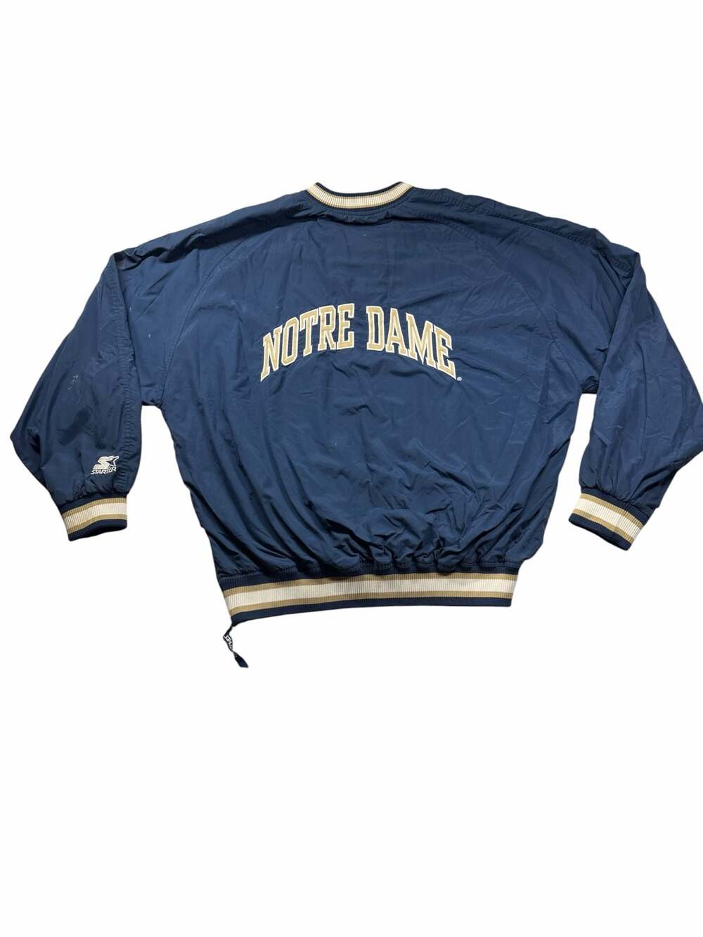 Vintage Starter Notre Dame Fighting Irish Pullover Jacket XL Navy Made Korea